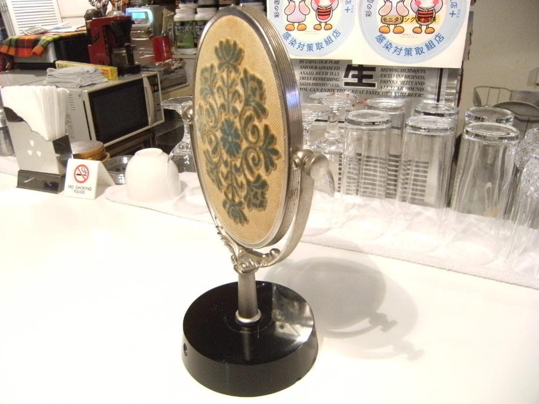 70年代★日本製★当時物★アンティーク 卓上ミラー 卓上鏡 スタンドミラー