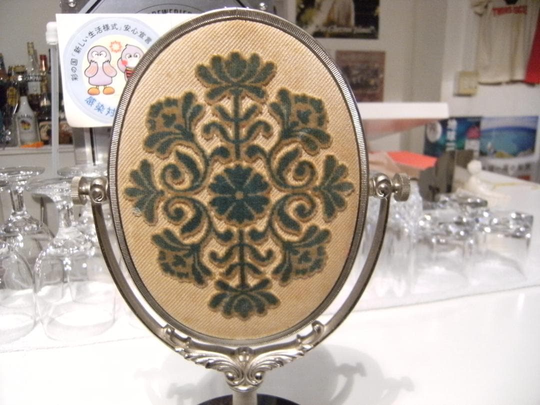 70年代★日本製★当時物★アンティーク 卓上ミラー 卓上鏡 スタンドミラー