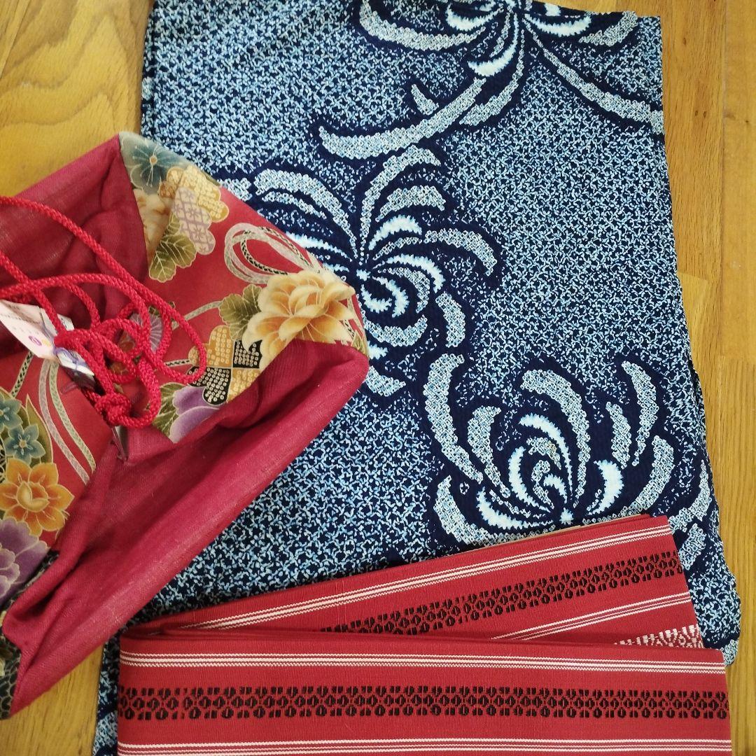 浴衣セット　新品博多帯　新品下駄　新品　カゴ巾着バッグ　特別価格