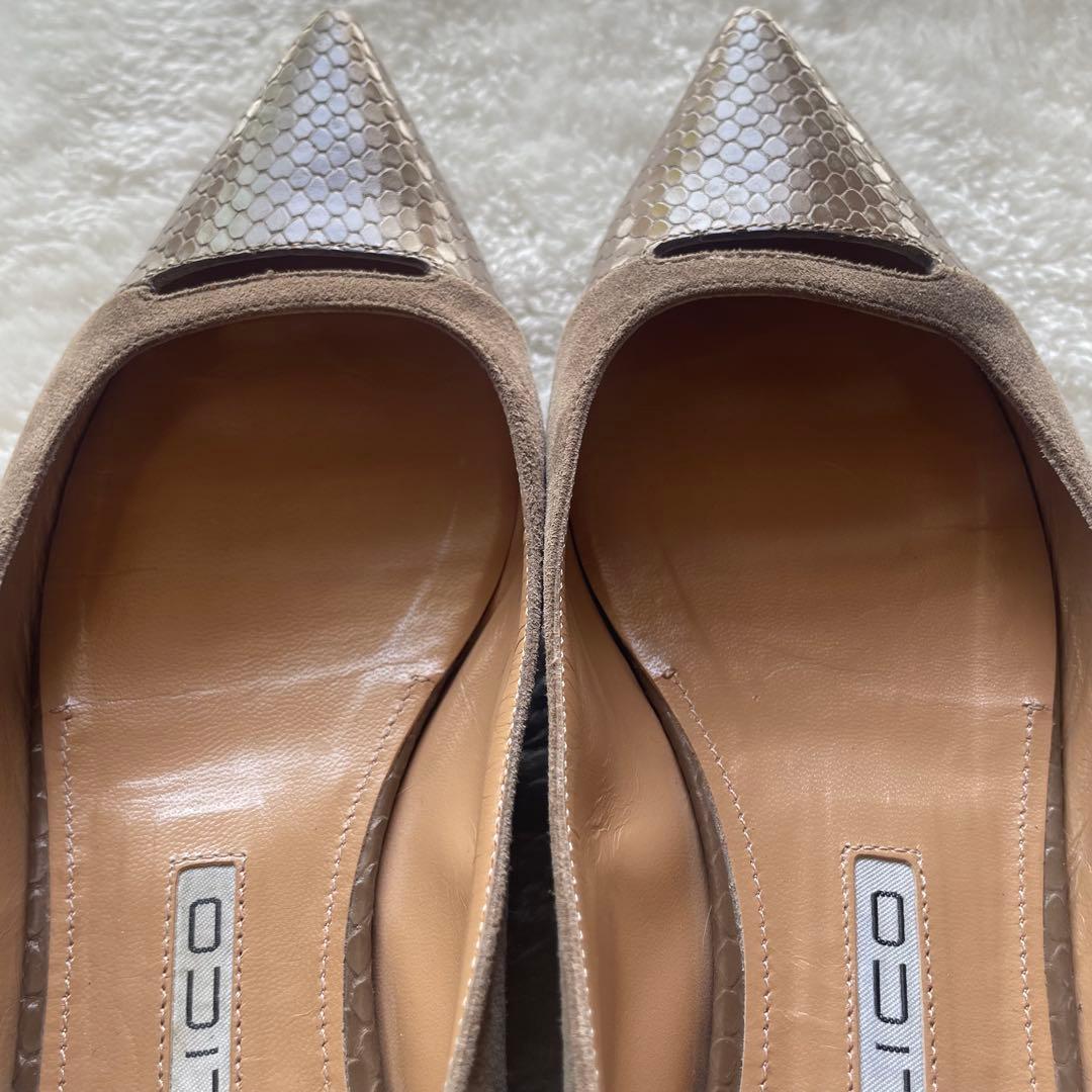 PELLUCOペリーコ アネッリ クロコ型押 フラットシューズ ポインテッドトゥ