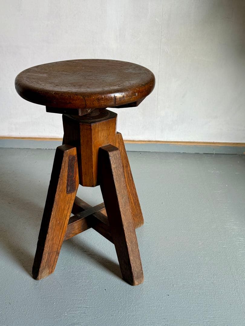 海軍通信学校 丸椅子 回転チェア ヴィンテージ スツール 戦前 時代物 貴重