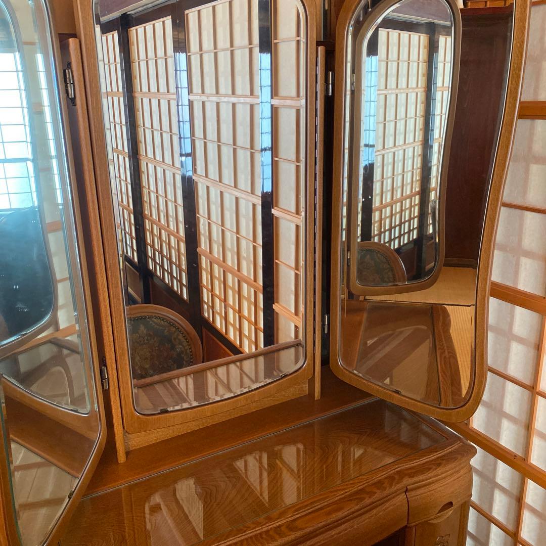 飛騨家具　ドレッサー　三面鏡　飛騨の匠　デザイン賞受賞