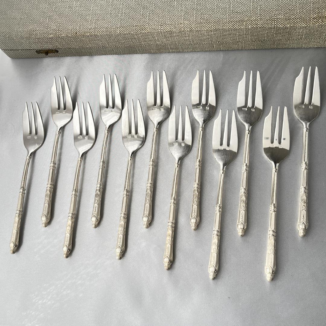 【SFAM】 ロシア様式のケーキフォーク 12本組 仏蘭西 14cm ケース