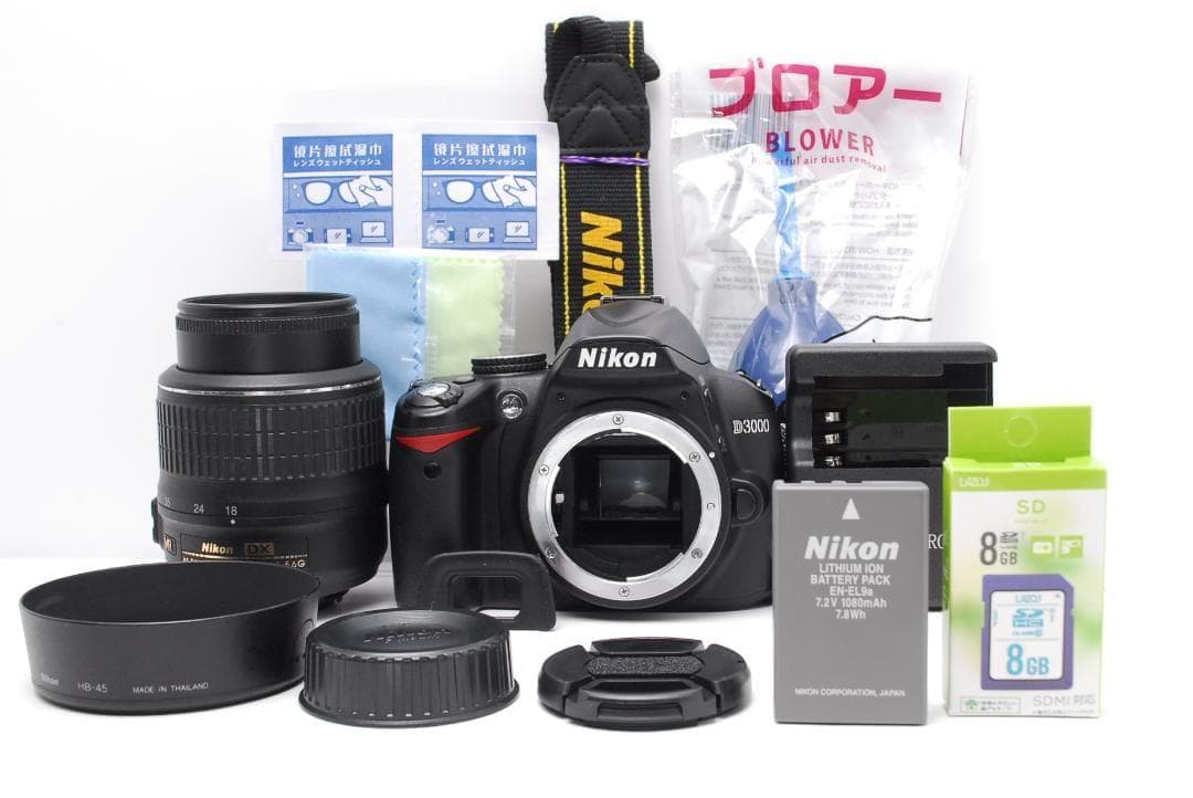 【美品】Nikon D3000　スマホ転送　手振れ補正　安心のレンズフード付