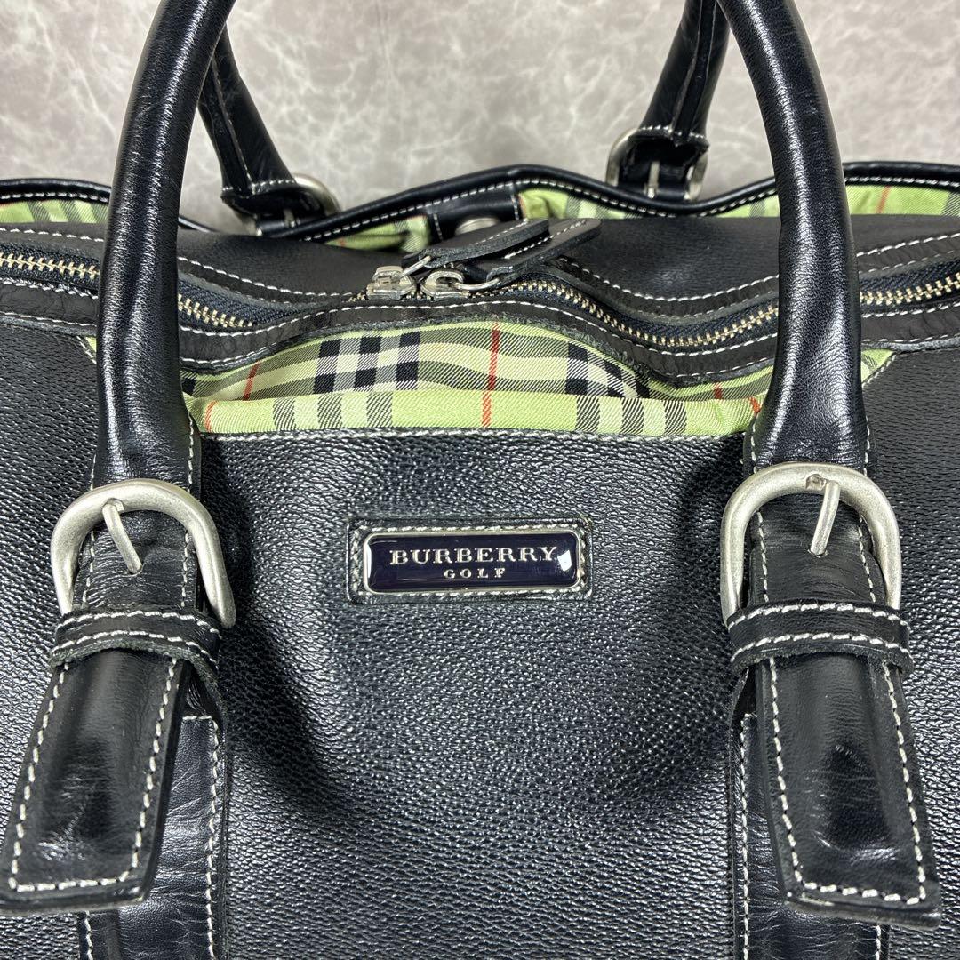 Burberry golf バーバリー ボストンバッグ ノバチェック 黒ブラック