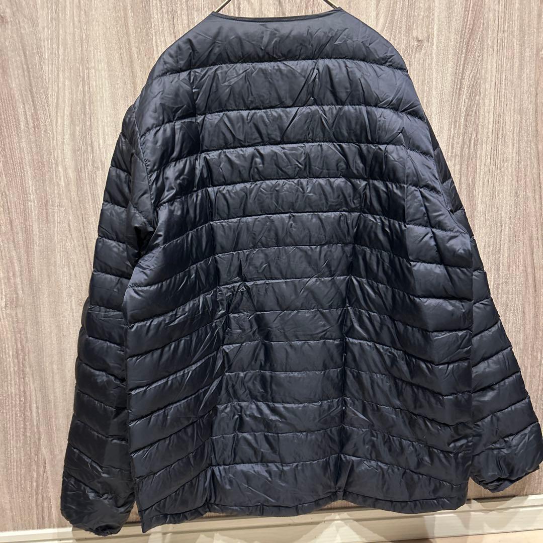 【美品】NANGA インナーダウンジャケット ボックスロゴ ネイビー 古着