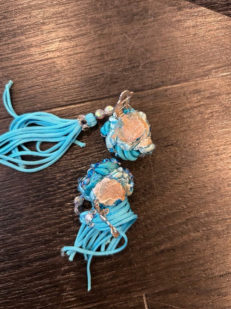 青のサテン社交ダンスレッスンウェア