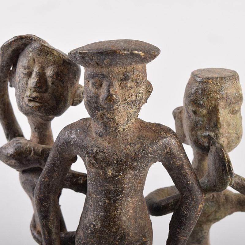 中国　古銅青銅　人物像　置物　3点まとめて　V　R8527