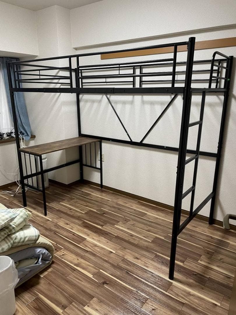 ロフトベッド パイプベッド シングル 木 収納 北欧風 子供部屋スチール