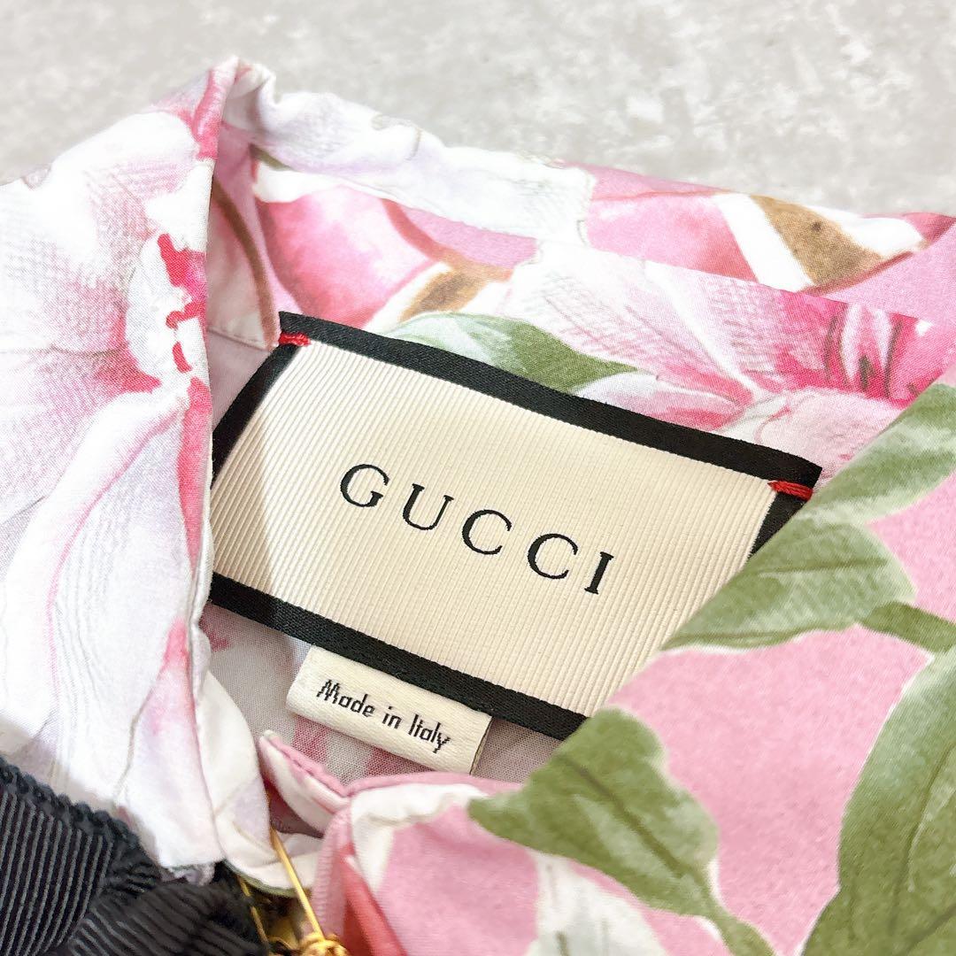 美品✨GUCCI 花柄×スネーク　フリル　リボンシャツワンピース　ミニ　ブラウス