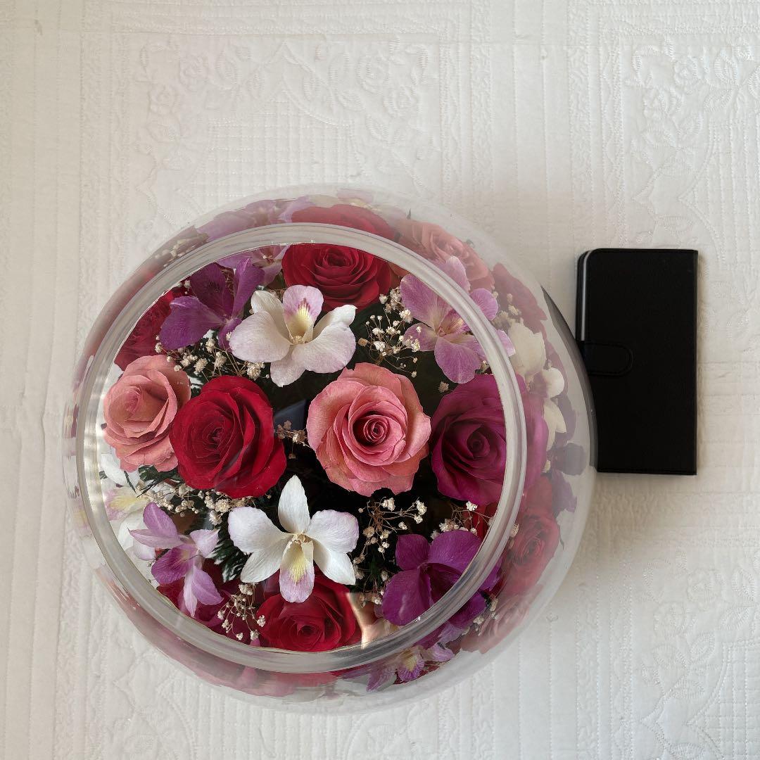 りり★ブリザーブドフラワー　特大　ガラスドーム