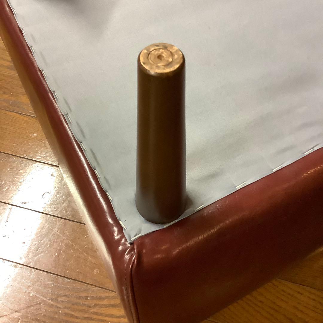 ビンテージ風　オットマン　合皮レザー　ボルドーカラー
