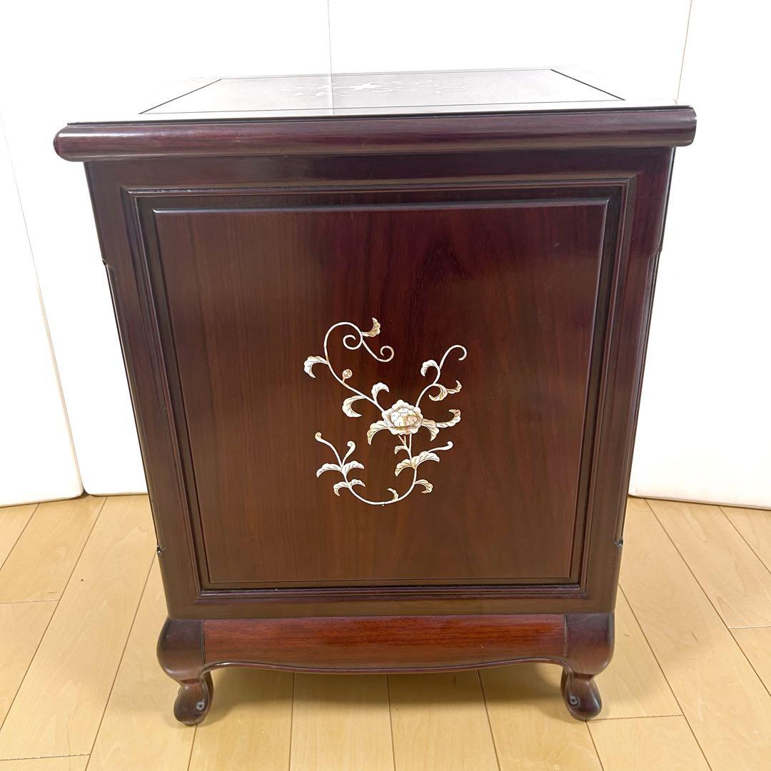 猫脚　螺鈿細工　薔薇柄　唐木　マホガニー　象嵌　古家具　英国　中国　貝殻細工