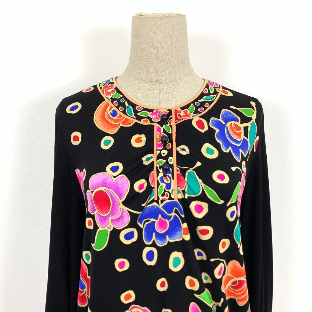 LA7981 LEONARD レオナール カンカン素材 総柄 長袖ブラウス ９