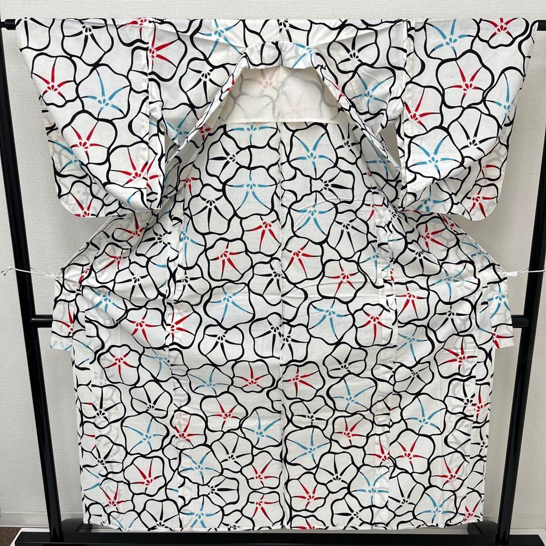 夏浴衣 浴衣 注染 華やか花 木綿 バチ衿 着付け 和装 i-3129