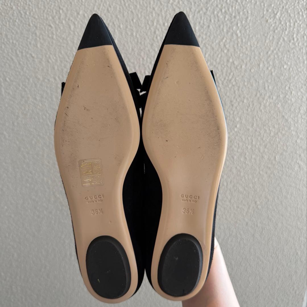 【美品】グッチ BEEモチーフ ポインテッドトゥ フラットシューズ バレエ