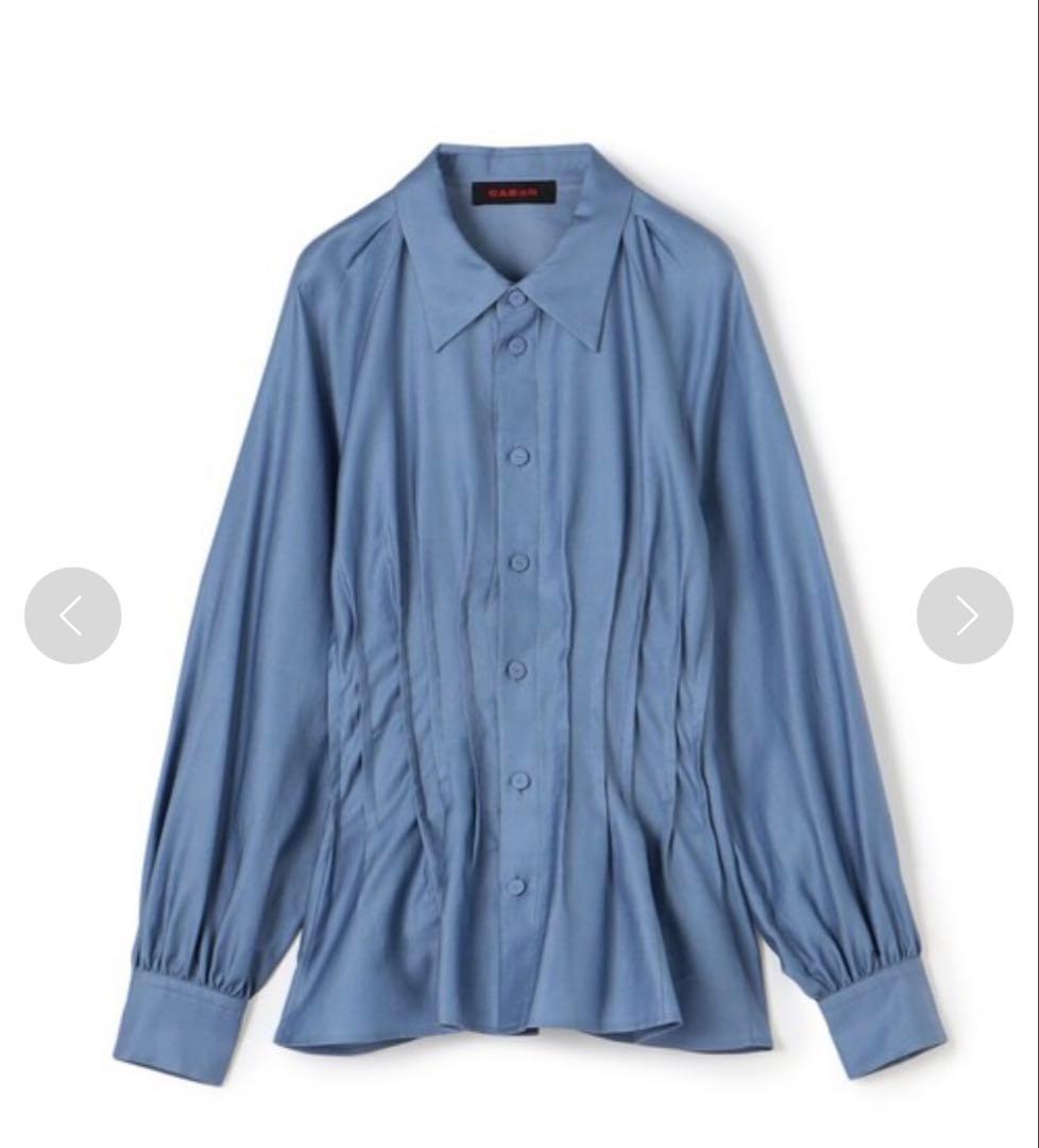 CABAN コットンサテンモールスキン タックブラウス