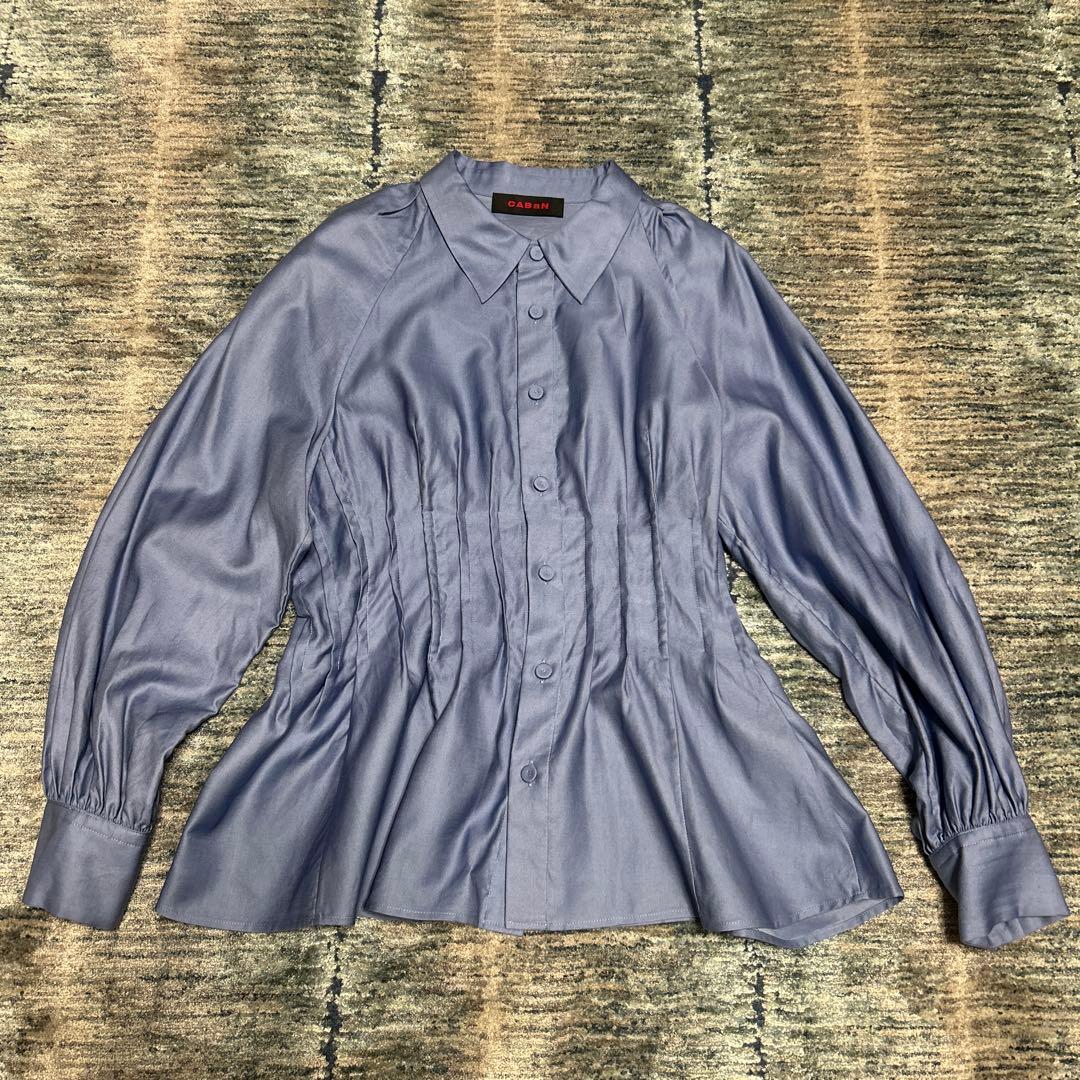 CABAN コットンサテンモールスキン タックブラウス