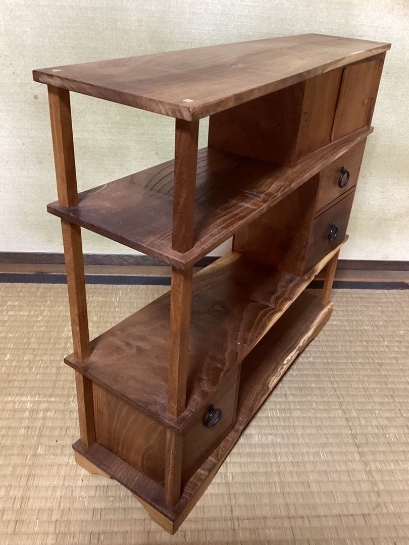 無垢材本桑、桑指物工芸飾り棚、桑古材棚、幅49cm×高さ44.5cm
