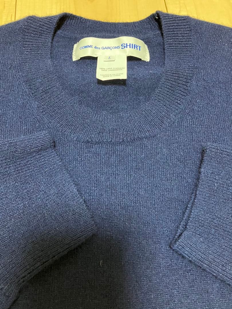 コムデギャルソンシャツ 定番クルーネックニット セーター　ネイビー　L