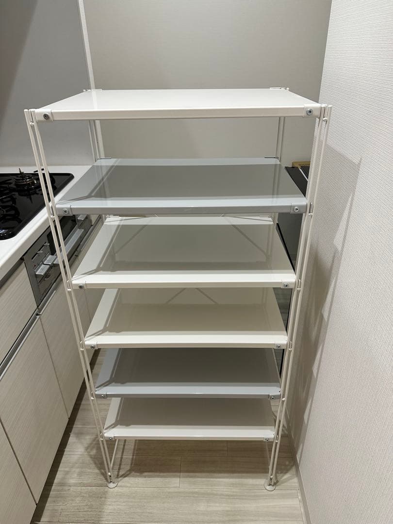 無印良品　スチールユニットシェルフ・スチール棚セット・中・オフホワイト　工具付き