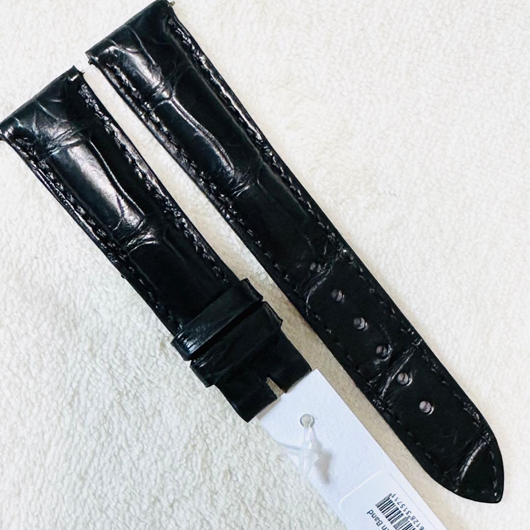 2034#19mm-16mmブラック★本物クロコダイルレザーベルト★スイス製