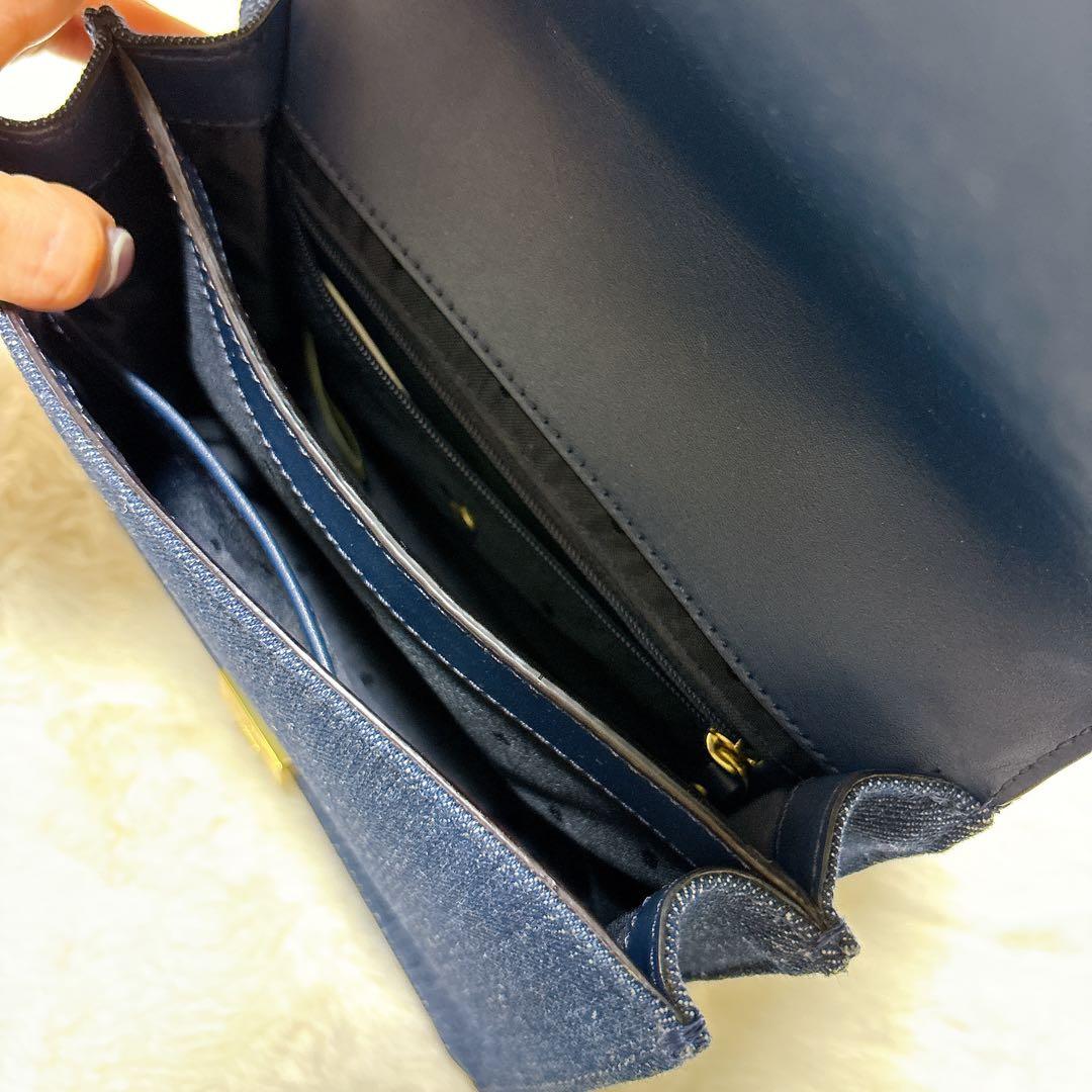 ケイトスペード　ホワイトロックロードジャミー　ショルダーバック　デニム　スタッズ