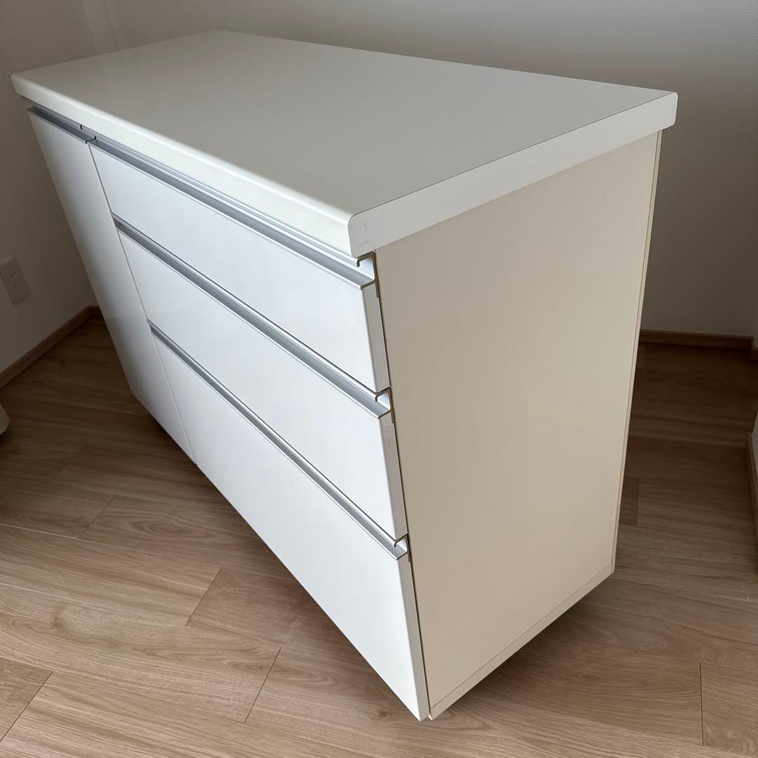 パモウナ◇キッチンカウンター◇食器棚◇幅120cm ホワイト