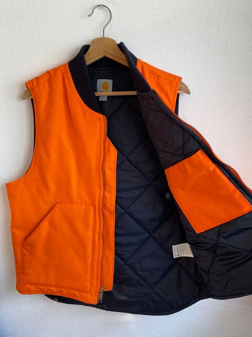 最終値下げ carhartt ダックベスト レアカラー オレンジ