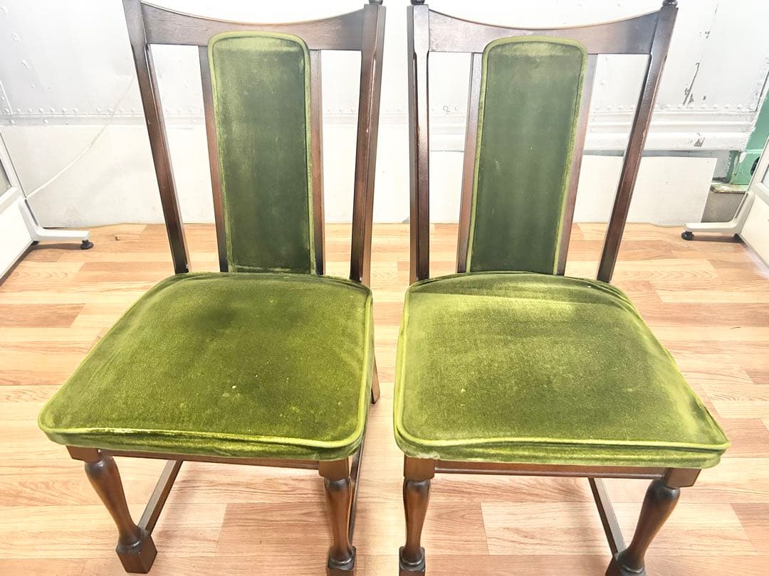 645 ナガノインテリア　ダイニングチェア　2脚 北欧 ベロア　リビング　a