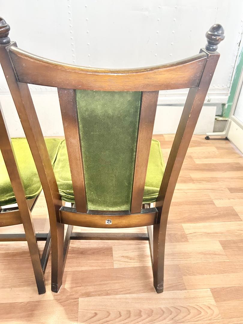 645 ナガノインテリア　ダイニングチェア　2脚 北欧 ベロア　リビング　a