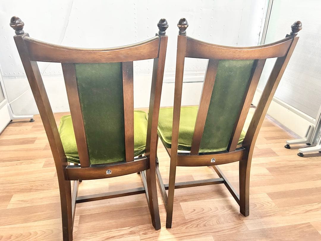 645 ナガノインテリア　ダイニングチェア　2脚 北欧 ベロア　リビング　a