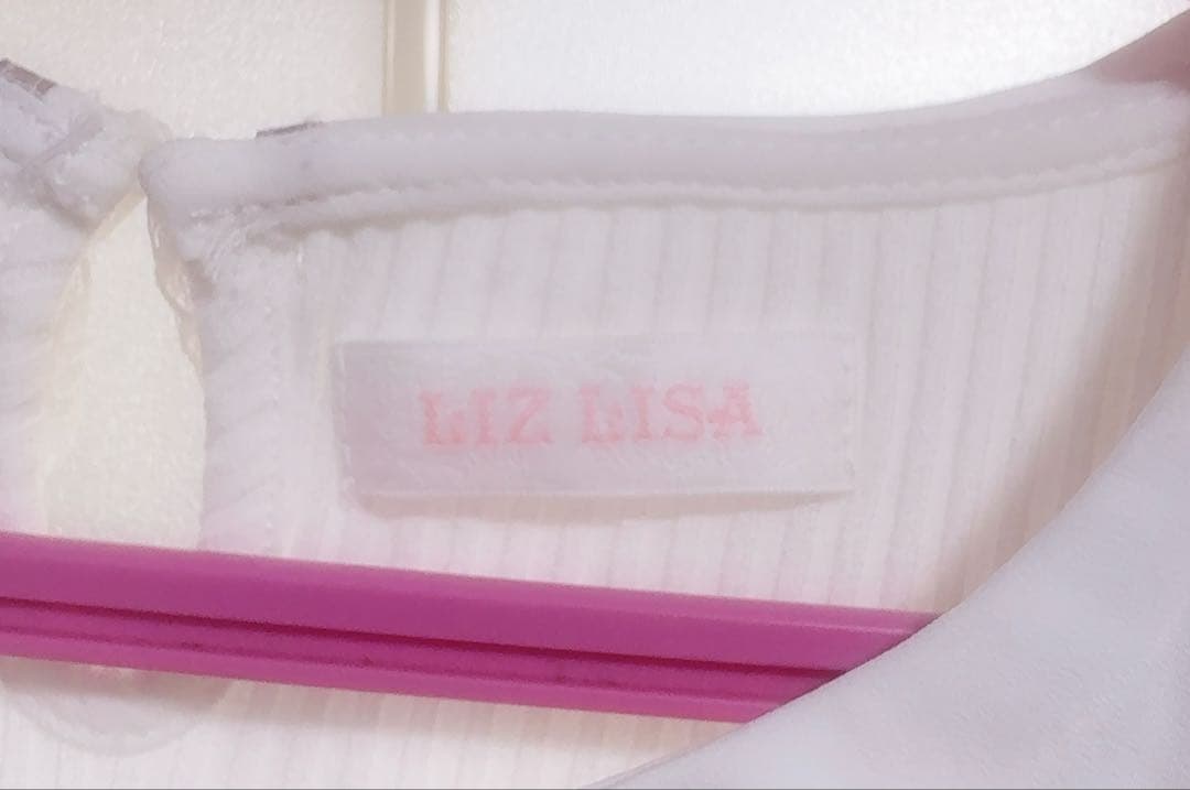 LIZLISA ティアラリボンリブカットブラウス ピンク