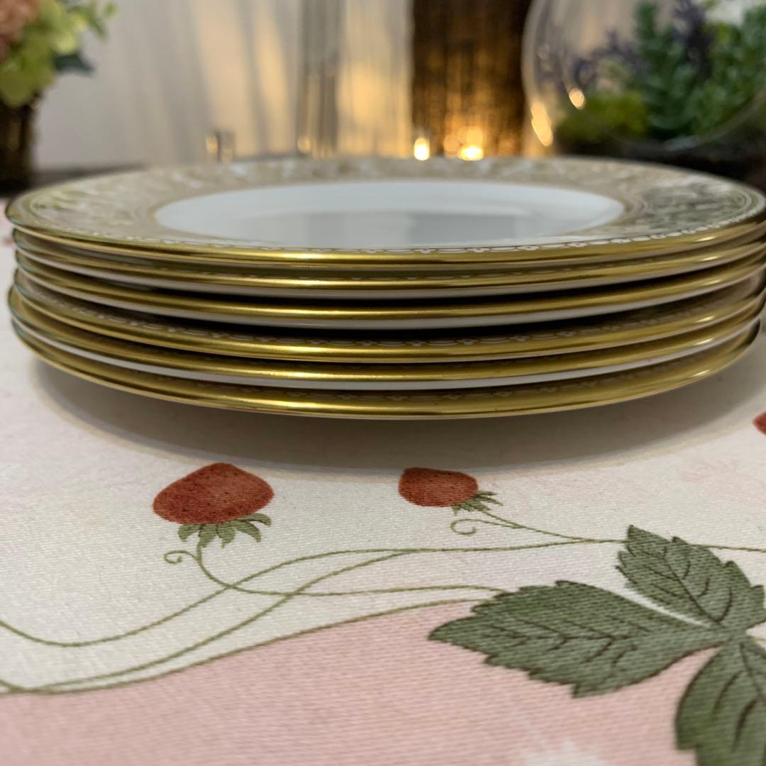 ウェッジウッド ゴールド　フロレンティーン　15.5cmケーキプレート 6枚