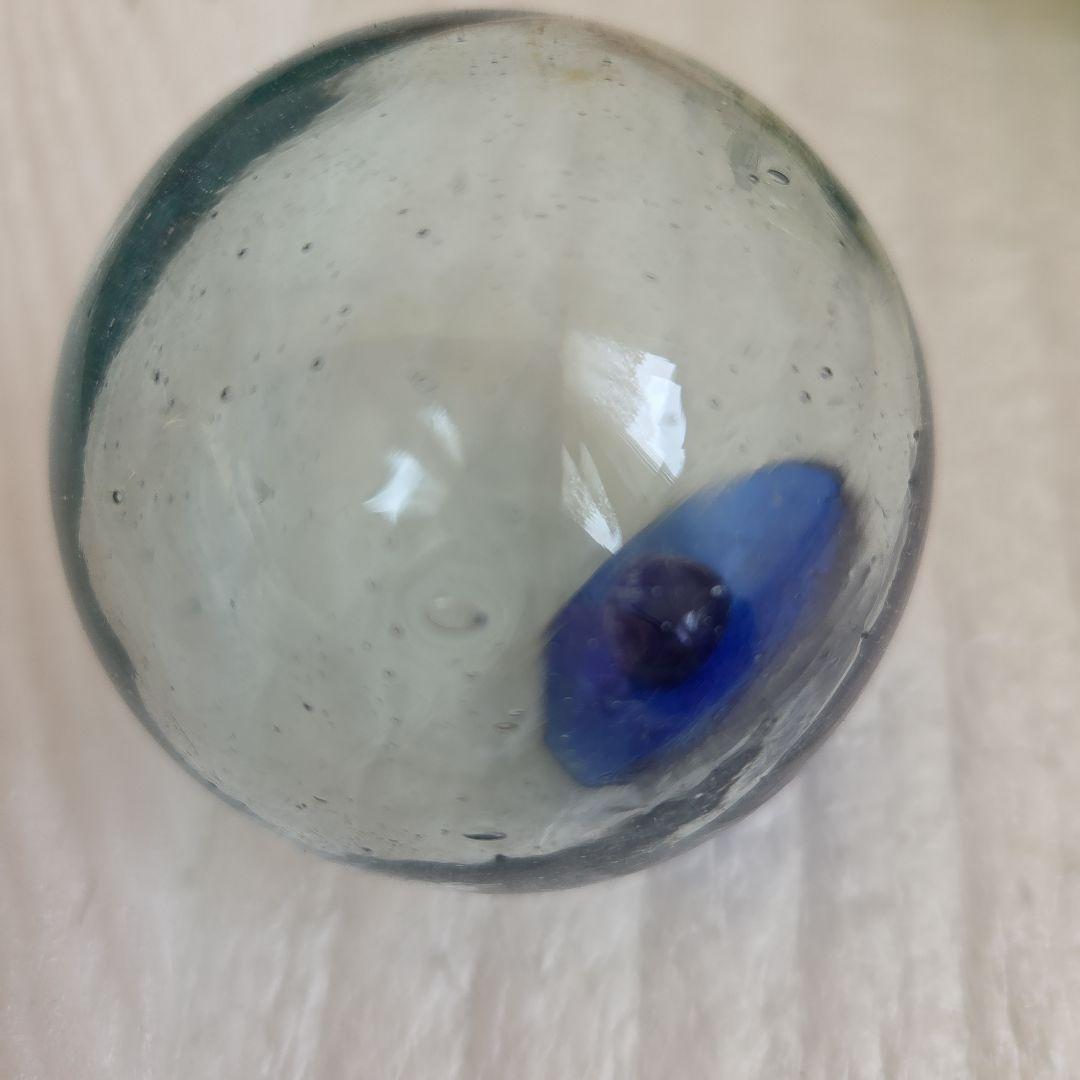 ガラス浮き玉 緑２ 青ボタン