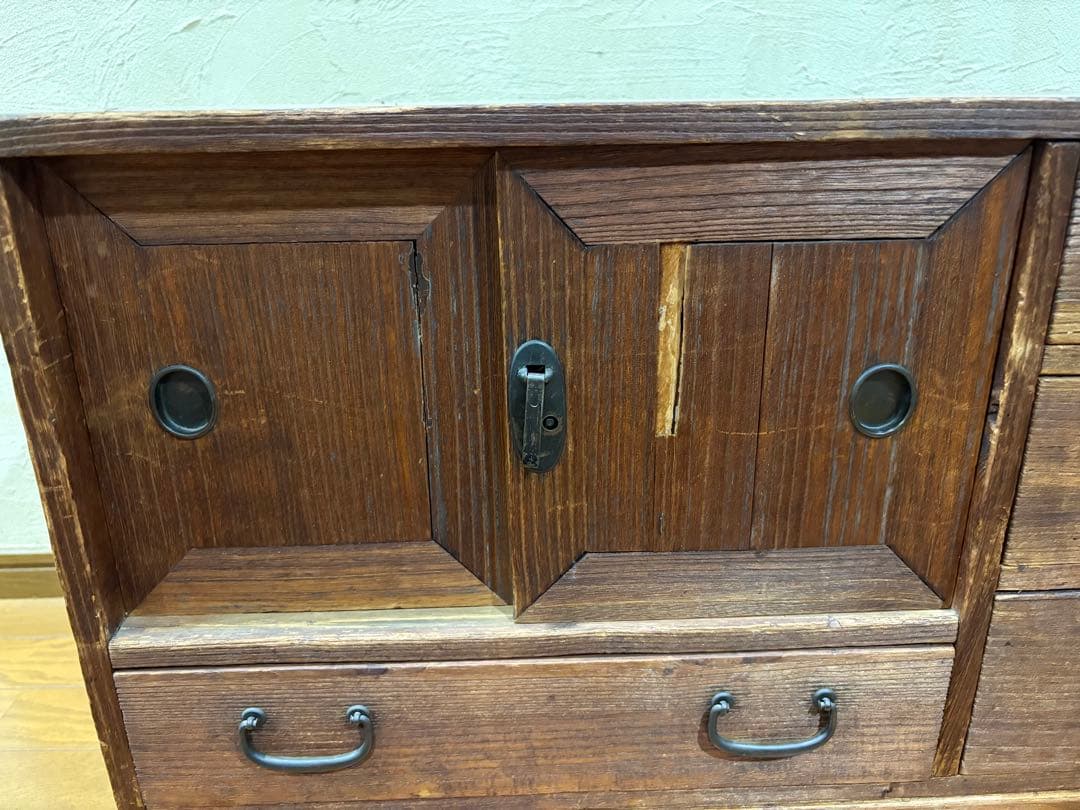 再値下げ！レトロ木製タンス 引き出し5つ 扉付き