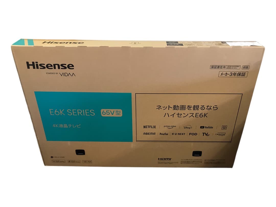 新品未開封品 ハイセンス 4K液晶テレビ 65V型 65E6K 2024年製