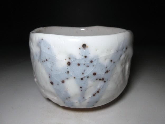 人間国宝 荒川豊蔵 菖蒲絵 志野茶碗／共箱 共布 仕覆／絵志野