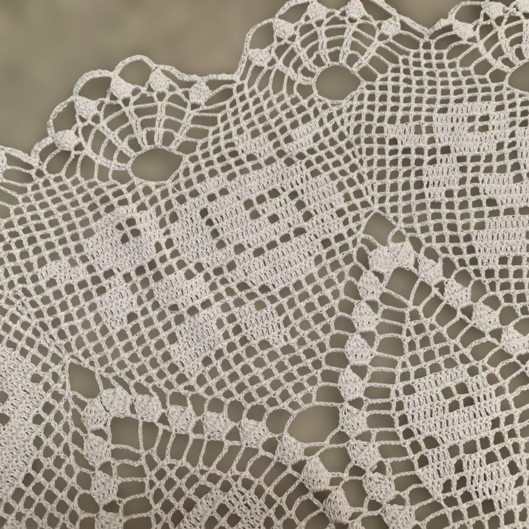 こレース編み円形テーブルクロス ホワイト