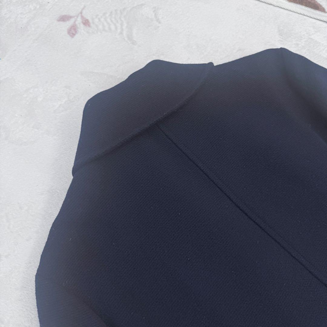 美品 15号 大きいサイズ ニューヨーカー ウール ロングコート ネイビー 3L