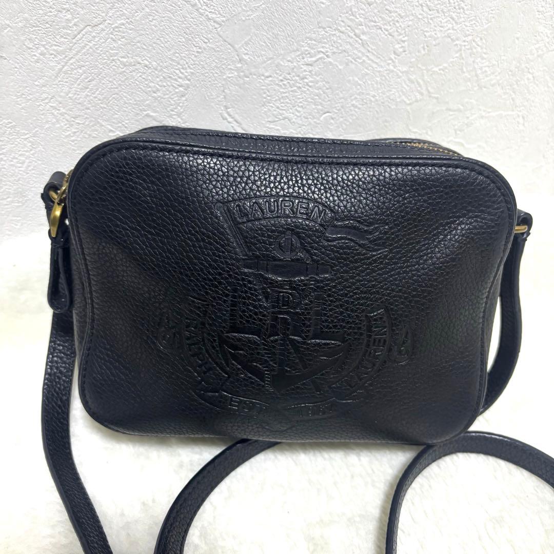 【美品】ローレンラルフローレン ショルダーバッグ ブラック レザー カメラバッグ