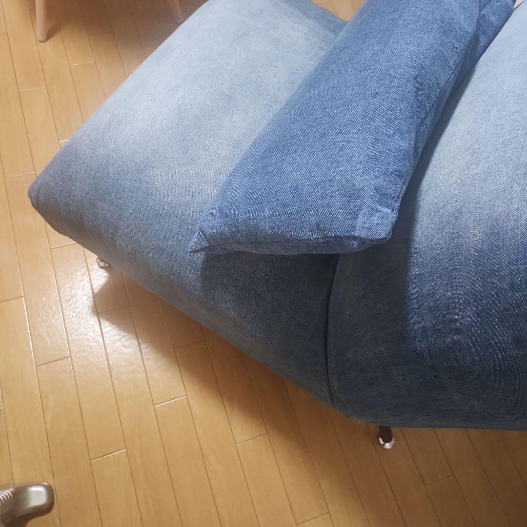 本日限定値下げ ヴィンテージ風 デニムブルー 1人掛けソファ