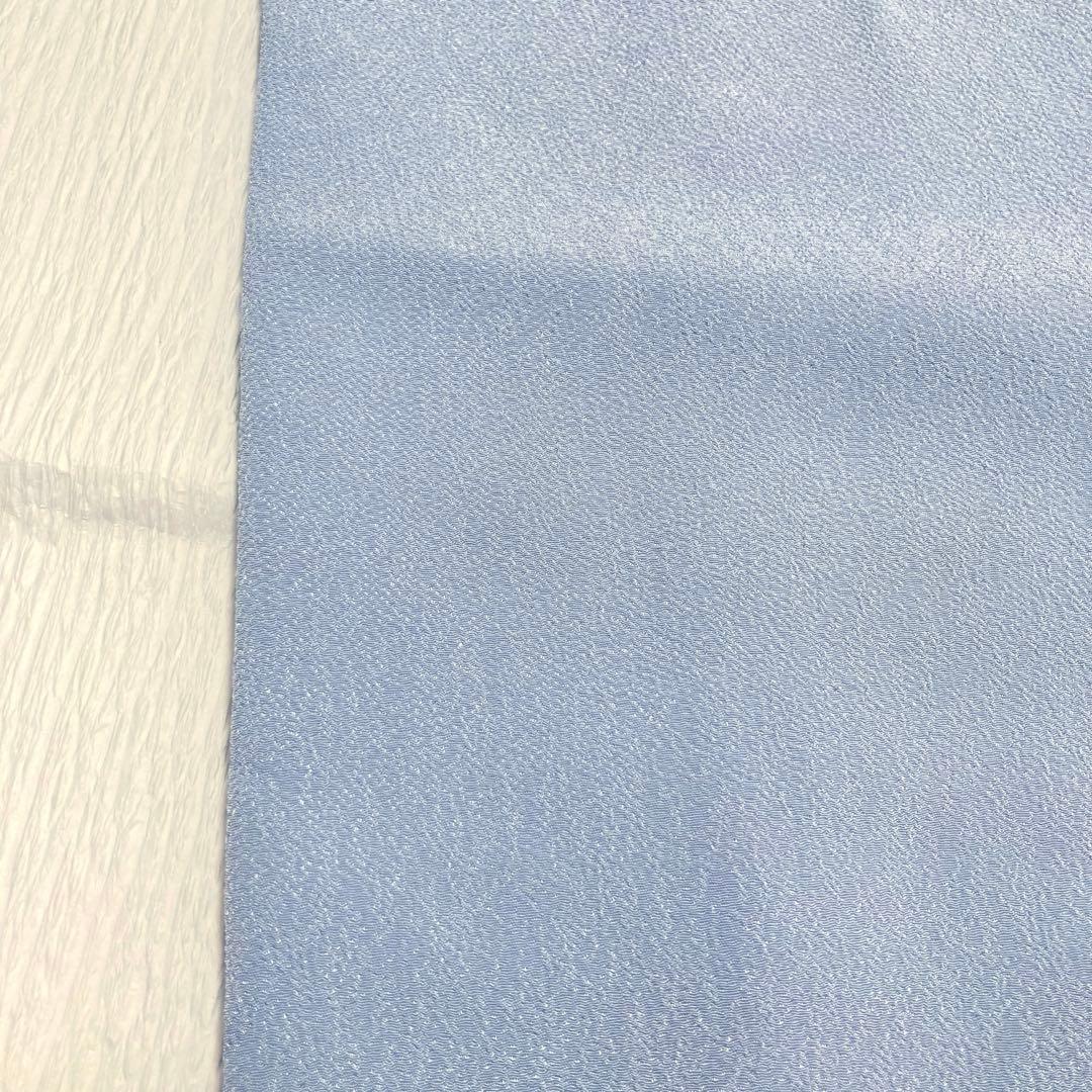 【良品✨】東レシルック　洗える着物　色無地　水色　紋付　縮緬　手縫い仕立て　O2