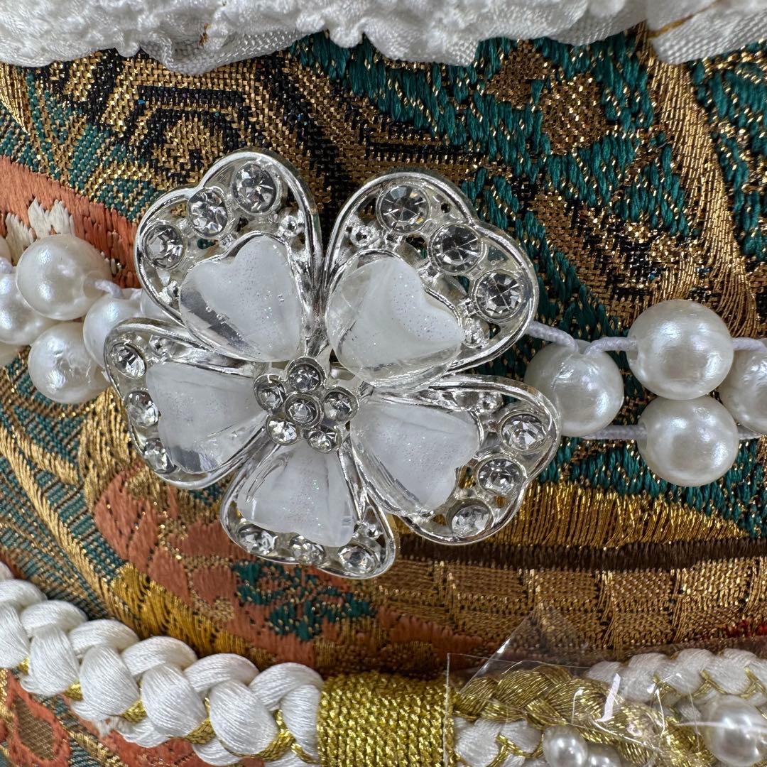 振袖10点フルセット　古典柄　ネイビー　成人式　結婚式　つけ袖白レース付　正絹