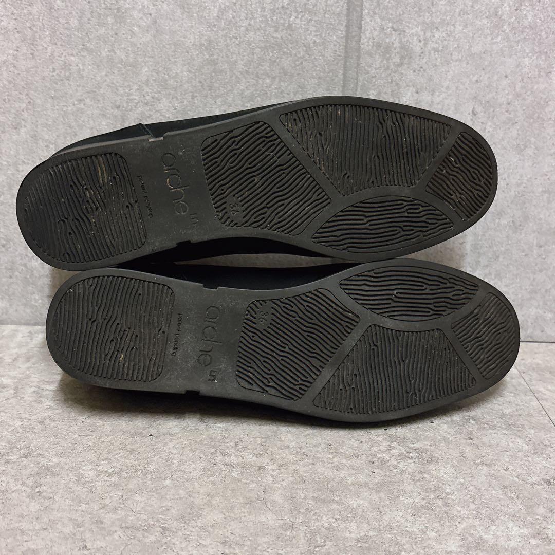 人気 アルシュ バレエシューズ ヌバック ブラック 36