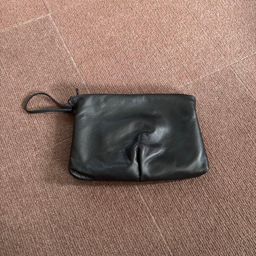 russet レザー巾着4WAYミニショルダーバッグ【ブラック】