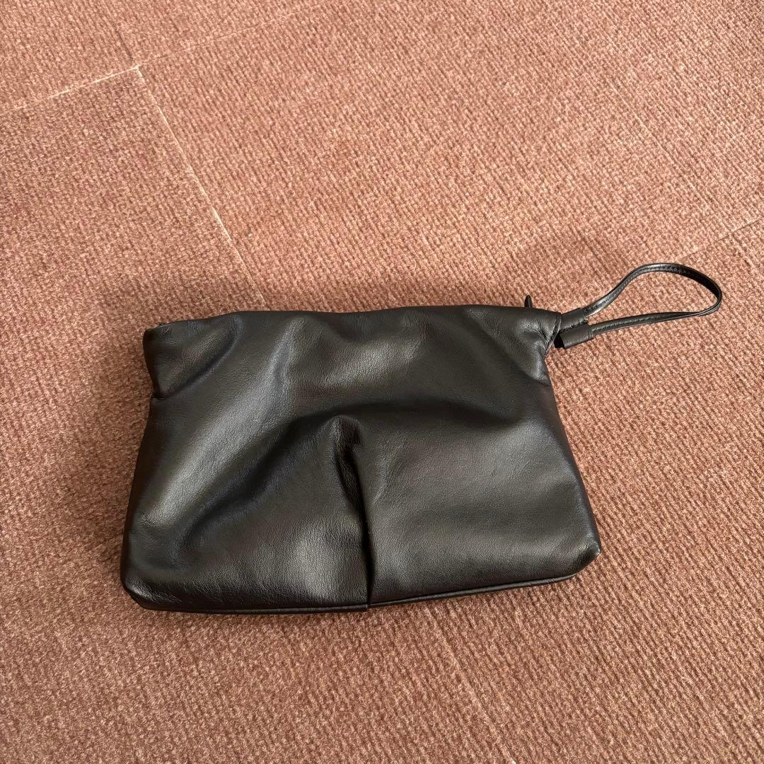 russet レザー巾着4WAYミニショルダーバッグ【ブラック】