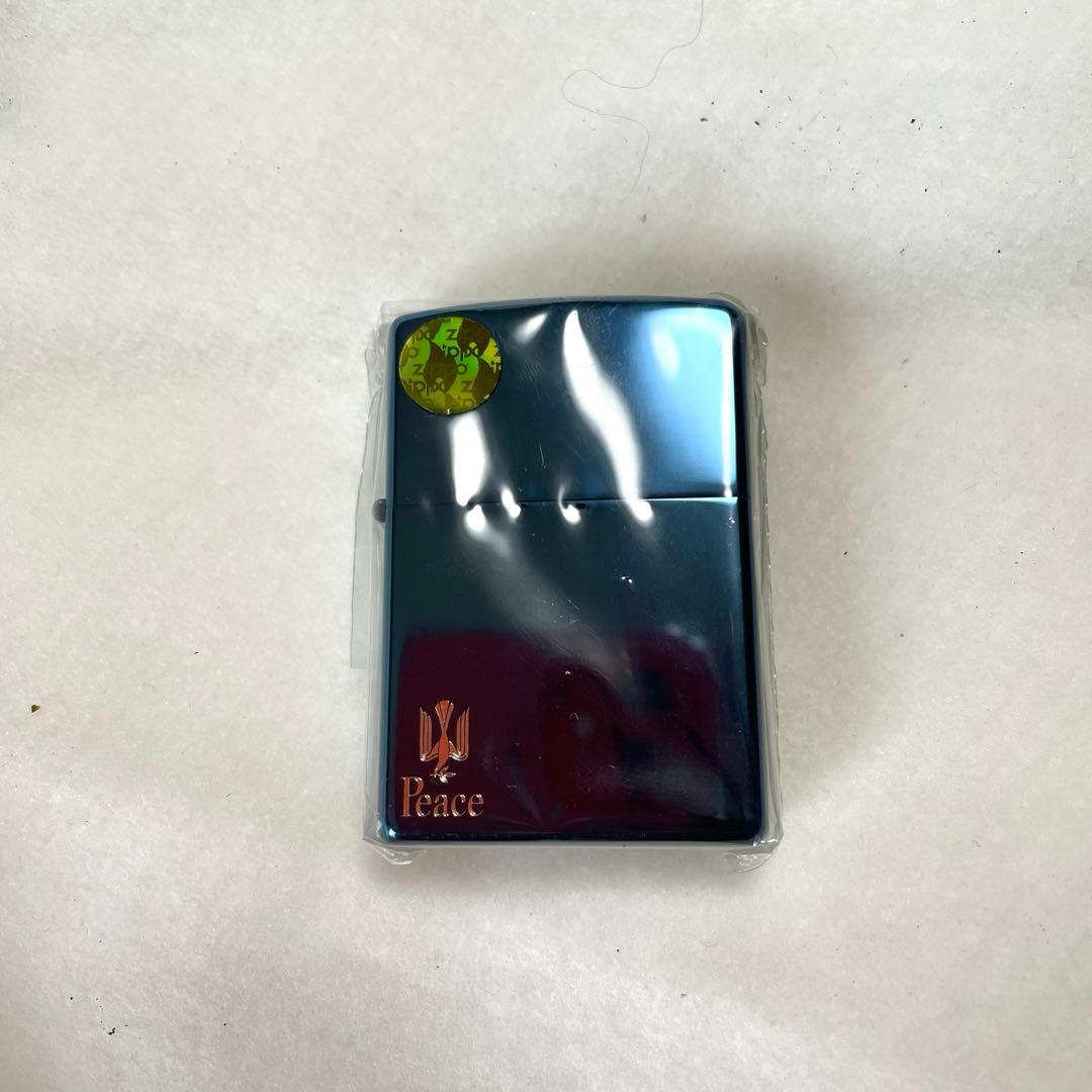 おまけ付きzippo ジッポ ライターpeaceブルーチタン2007年製モデル