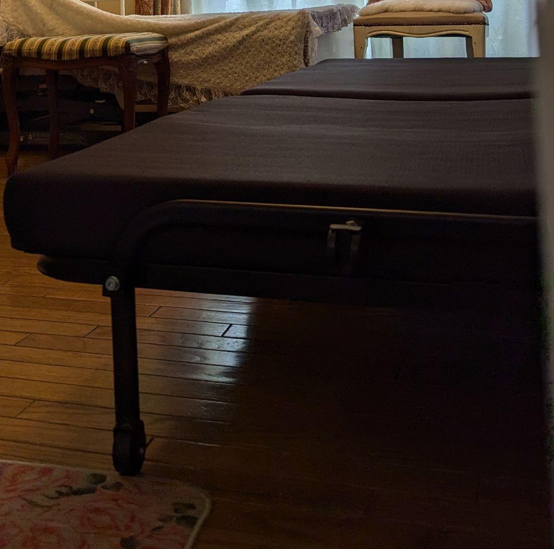 美品アイリスオーヤマベッド 高反発14段階211×96.5×33cmストッパー付