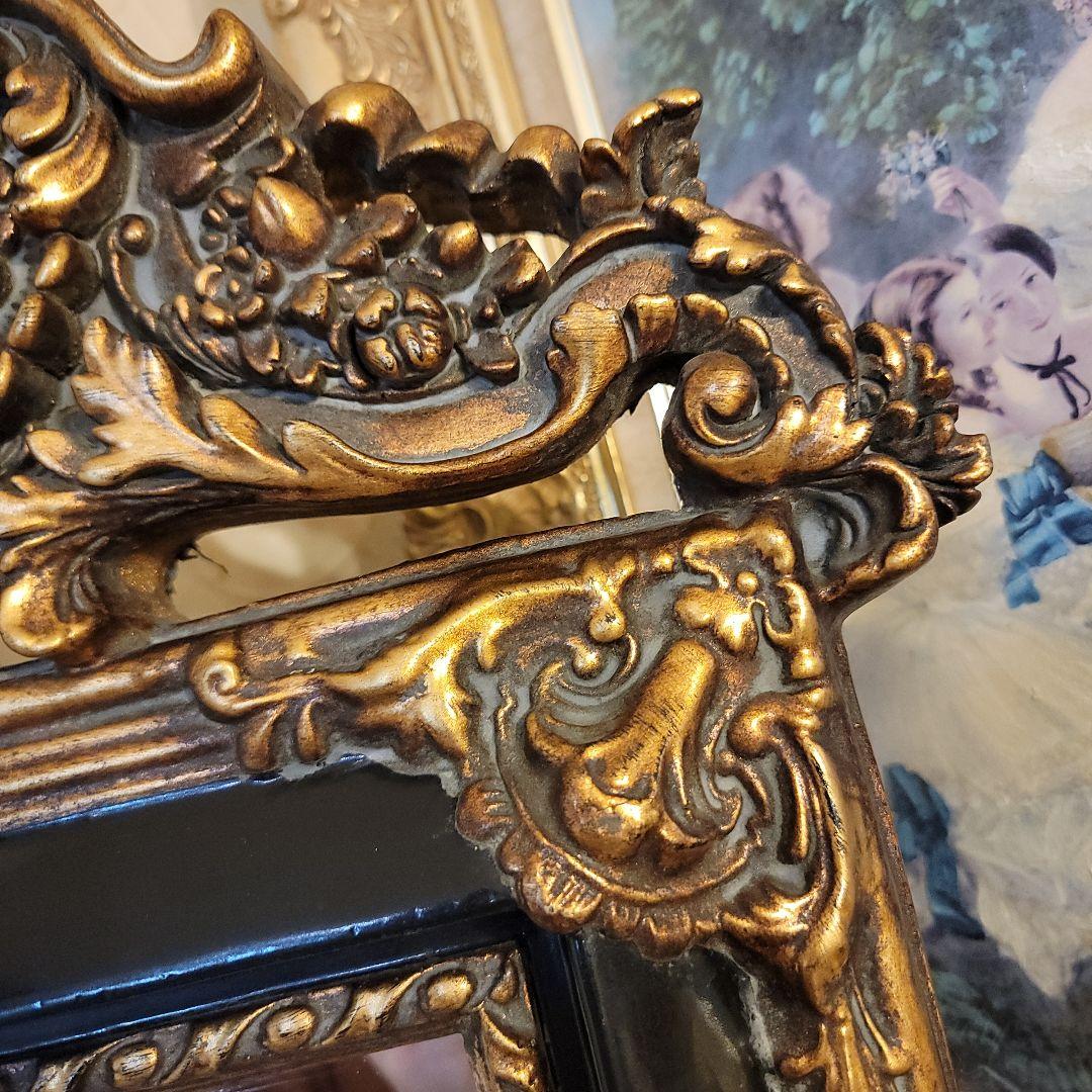 クラシカルな バロック調　 壁掛け鏡 　ウォールミラー　アンティークヴィンテージ